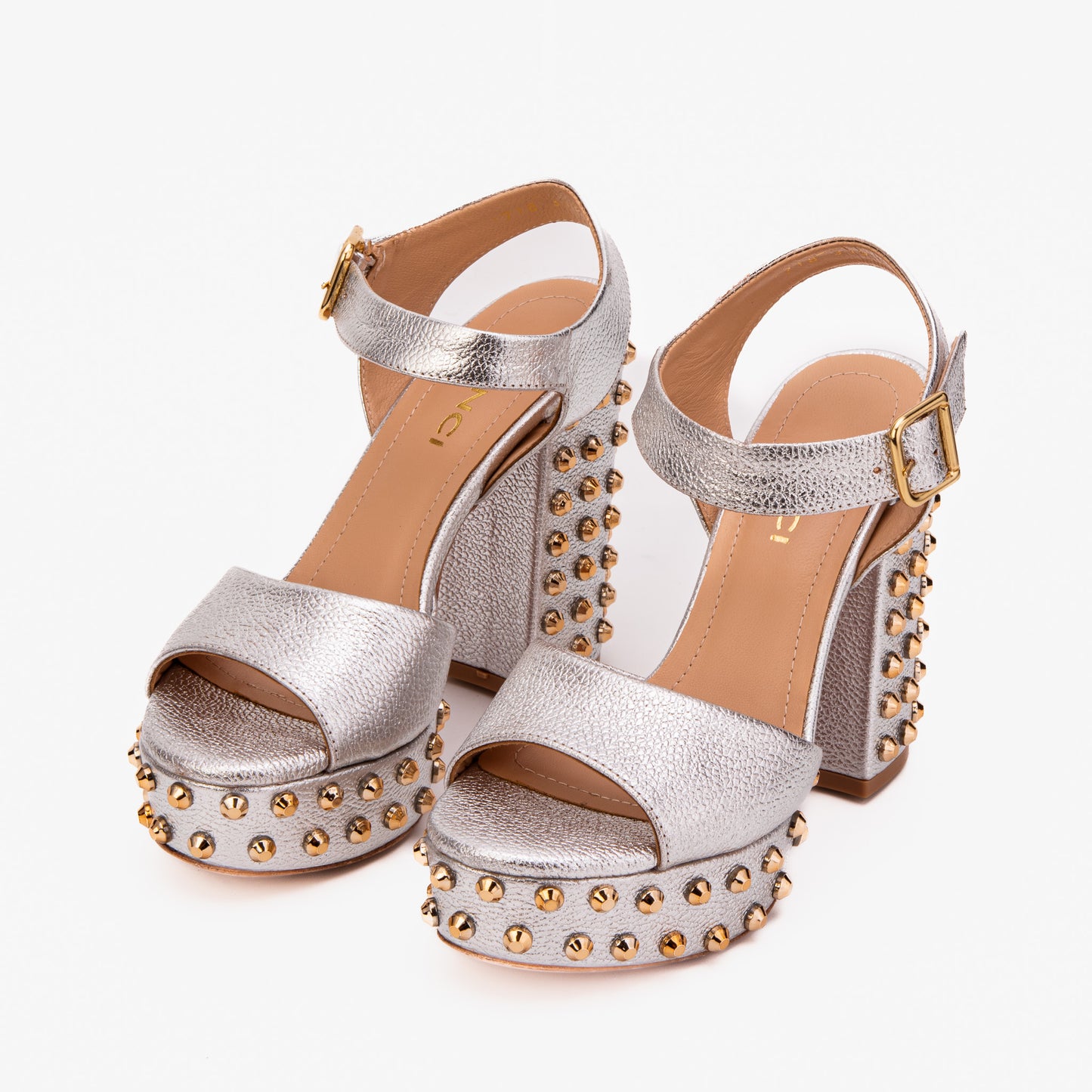 The Celestia Silver Leather Platform Heel Women Sandal