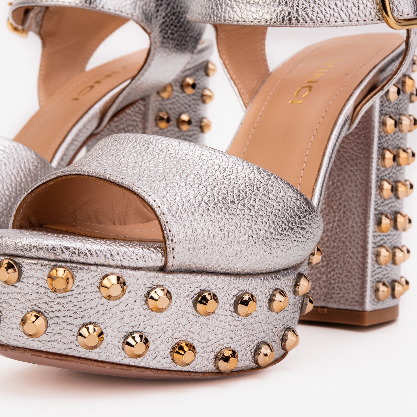 The Celestia Silver Leather Platform Heel Women Sandal