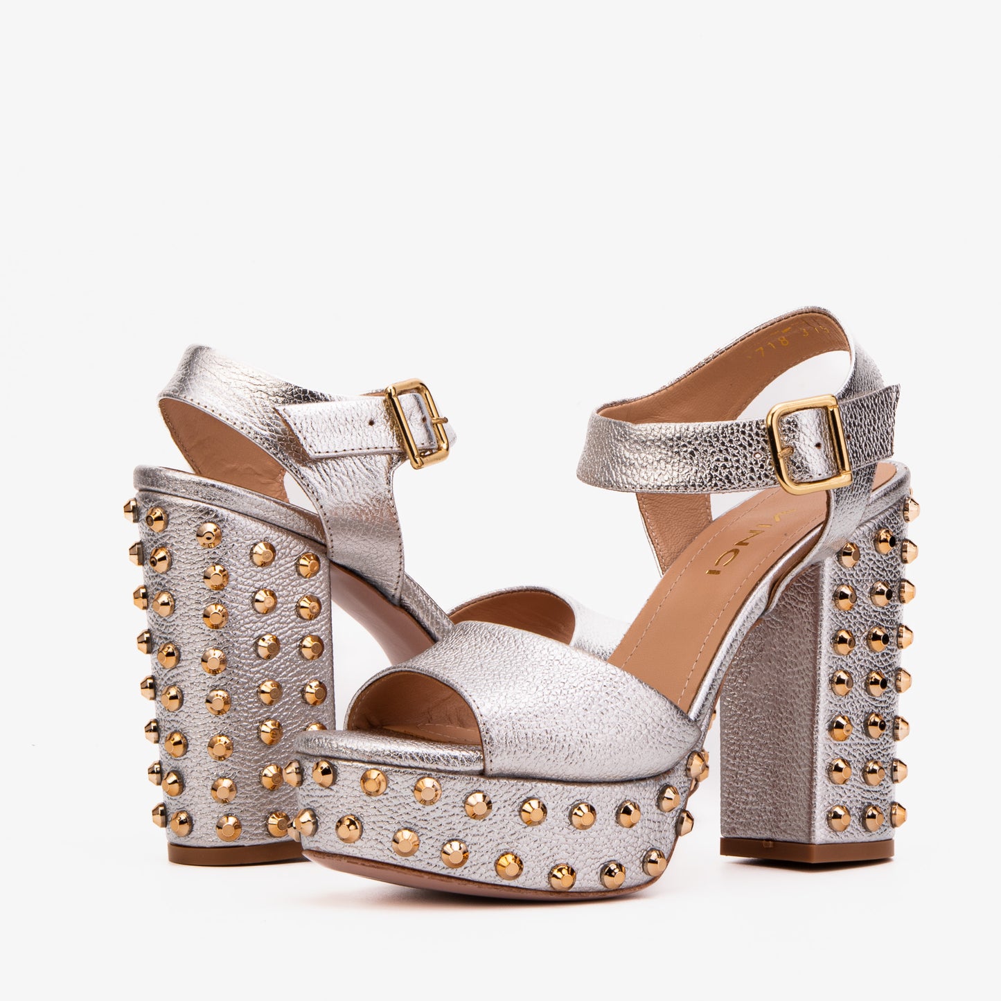 The Celestia Silver Leather Platform Heel Women Sandal