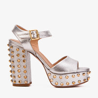 The Celestia Silver Leather Platform Heel Women Sandal