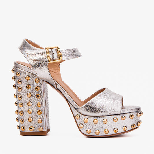 The Celestia Silver Leather Platform Heel Women Sandal