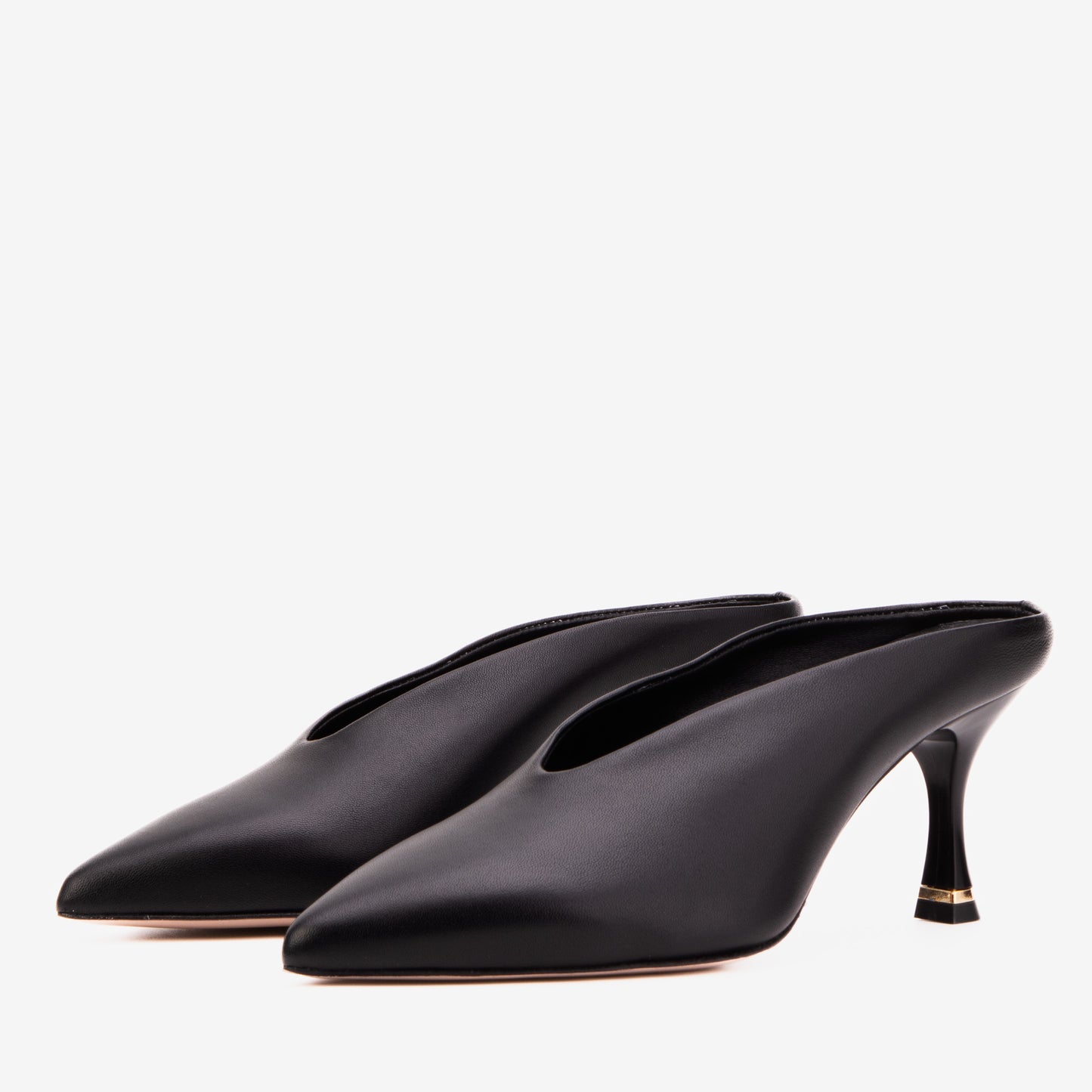 The Solara Black Leather Women Mule Heel