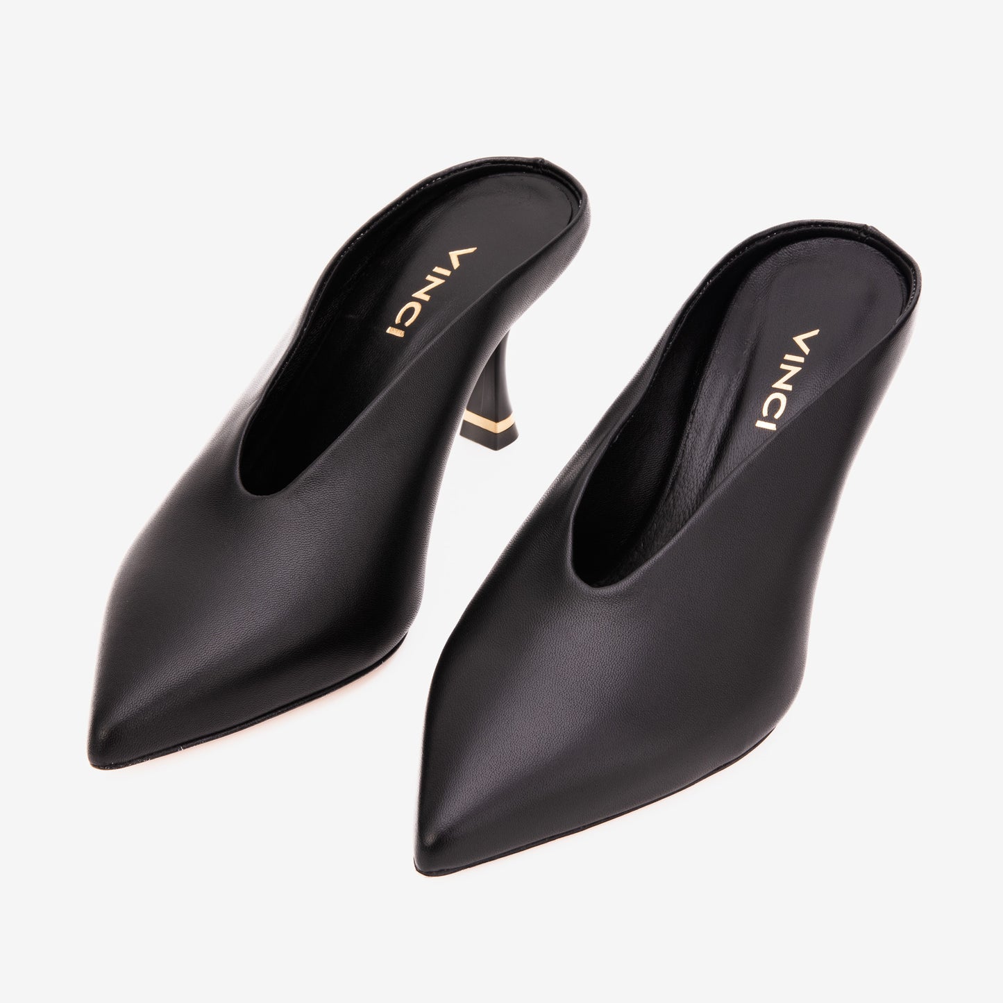 The Solara Black Leather Women Mule Heel