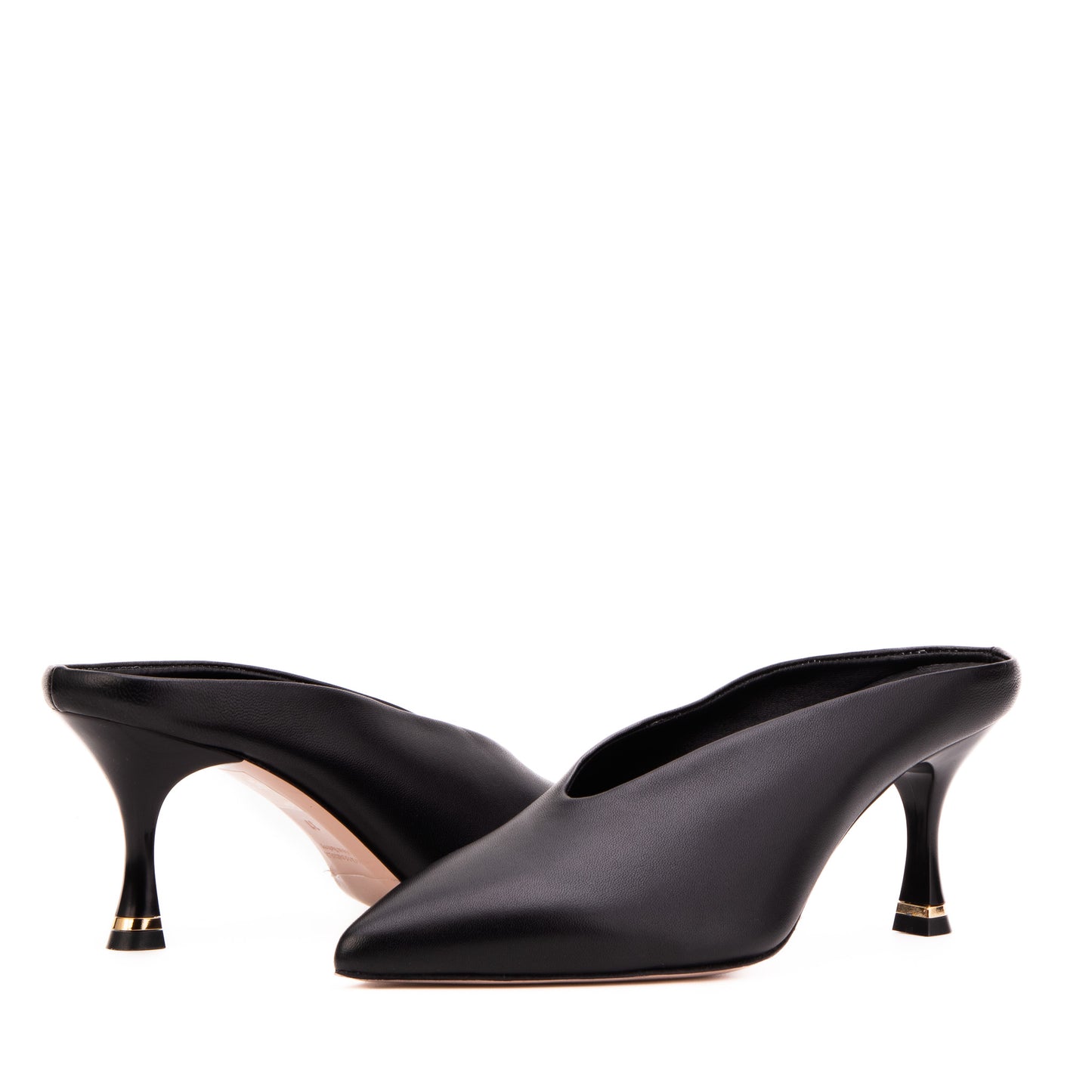 The Solara Black Leather Women Mule Heel