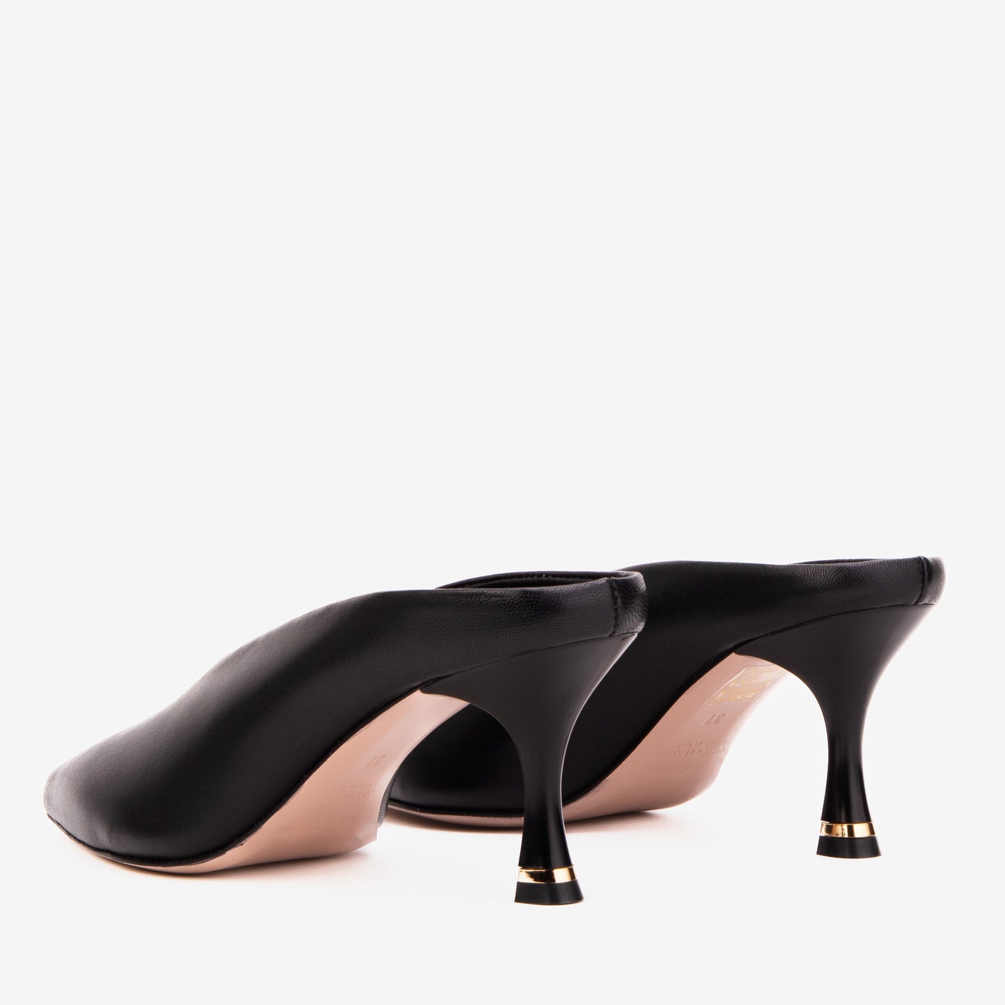 The Solara Black Leather Women Mule Heel
