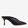 The Solara Black Leather Women Mule Heel