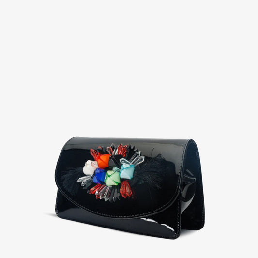 El bolso de mano Vigo de piel de charol negro