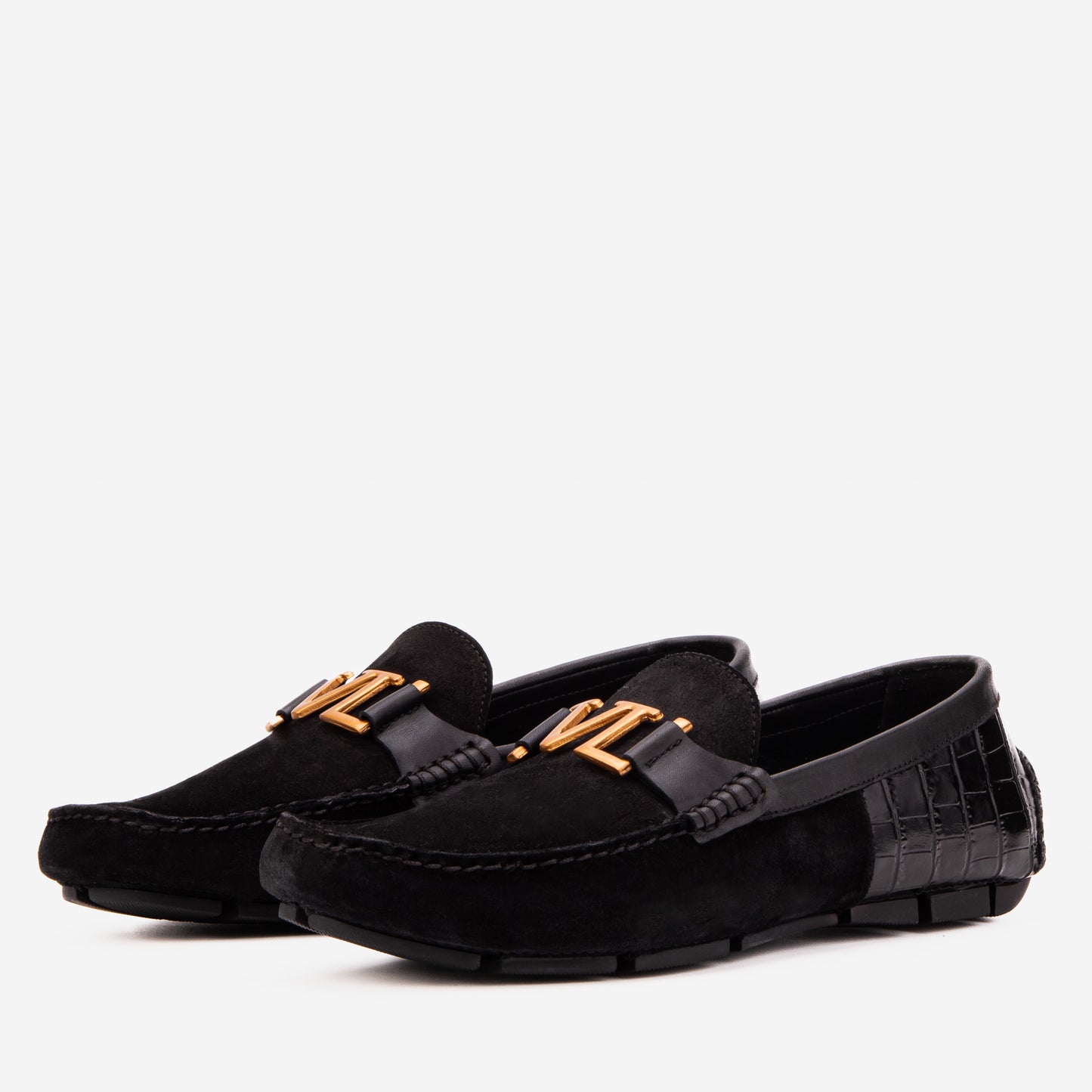 The Lucento Black Suede Driver Loafer
