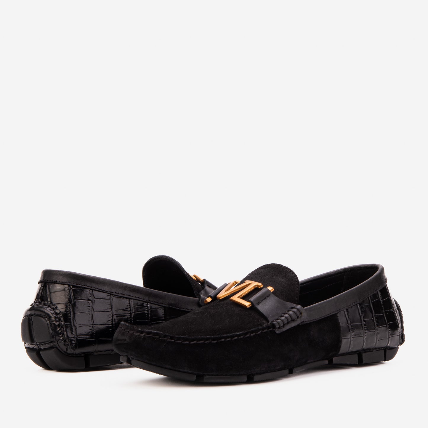 The Lucento Black Suede Driver Loafer