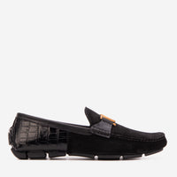 The Lucento Black Suede Driver Loafer
