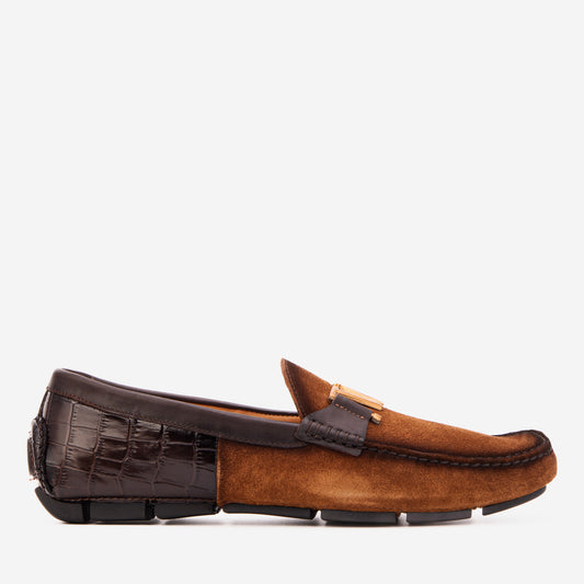 The Lucento Tan Suede Driver Loafer