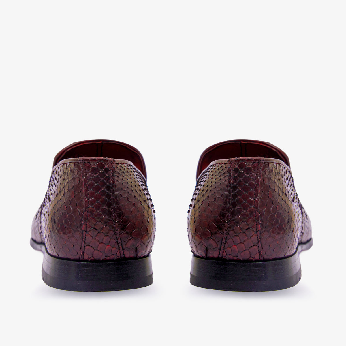 Mocasines con borlas de piel de pitón burdeos de Bethesda para hombre