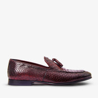 Mocasines con borlas de piel de pitón burdeos de Bethesda para hombre