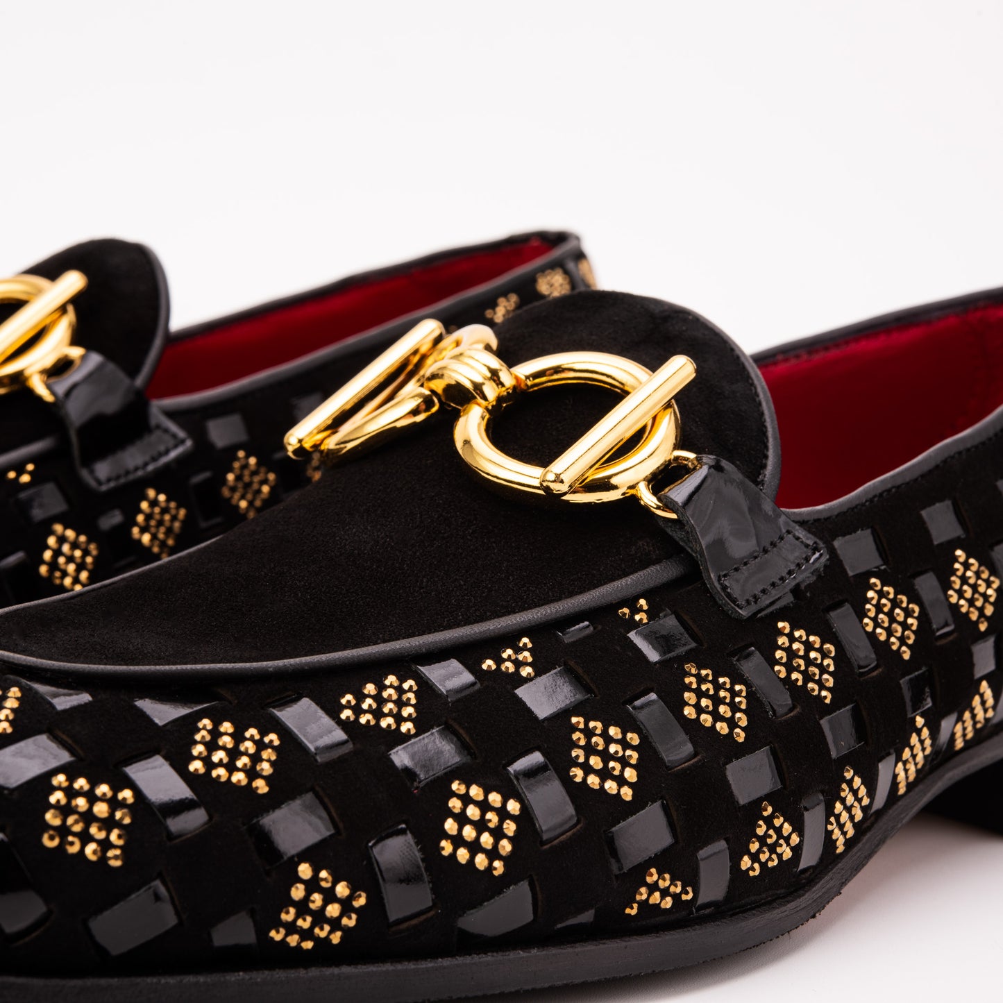 The Monteluce Black Suede & Patent Leather Men Bit Loafer