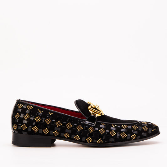 The Monteluce Black Suede & Patent Leather Men Bit Loafer