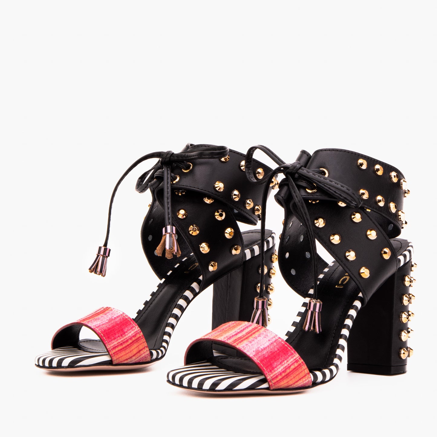 The Ravelle Noir Rose Studded Leather Women Sandal