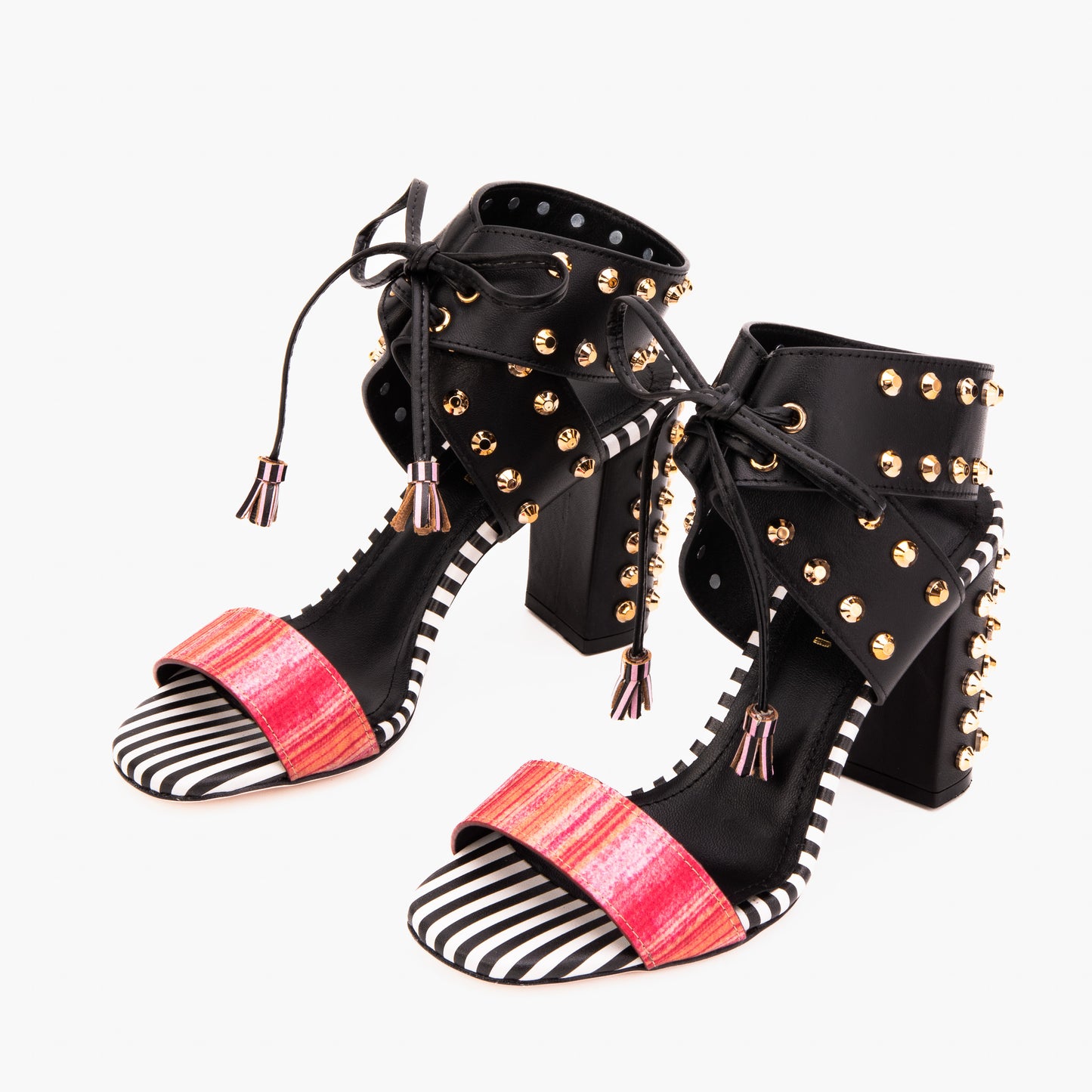 The Ravelle Noir Rose Studded Leather Women Sandal