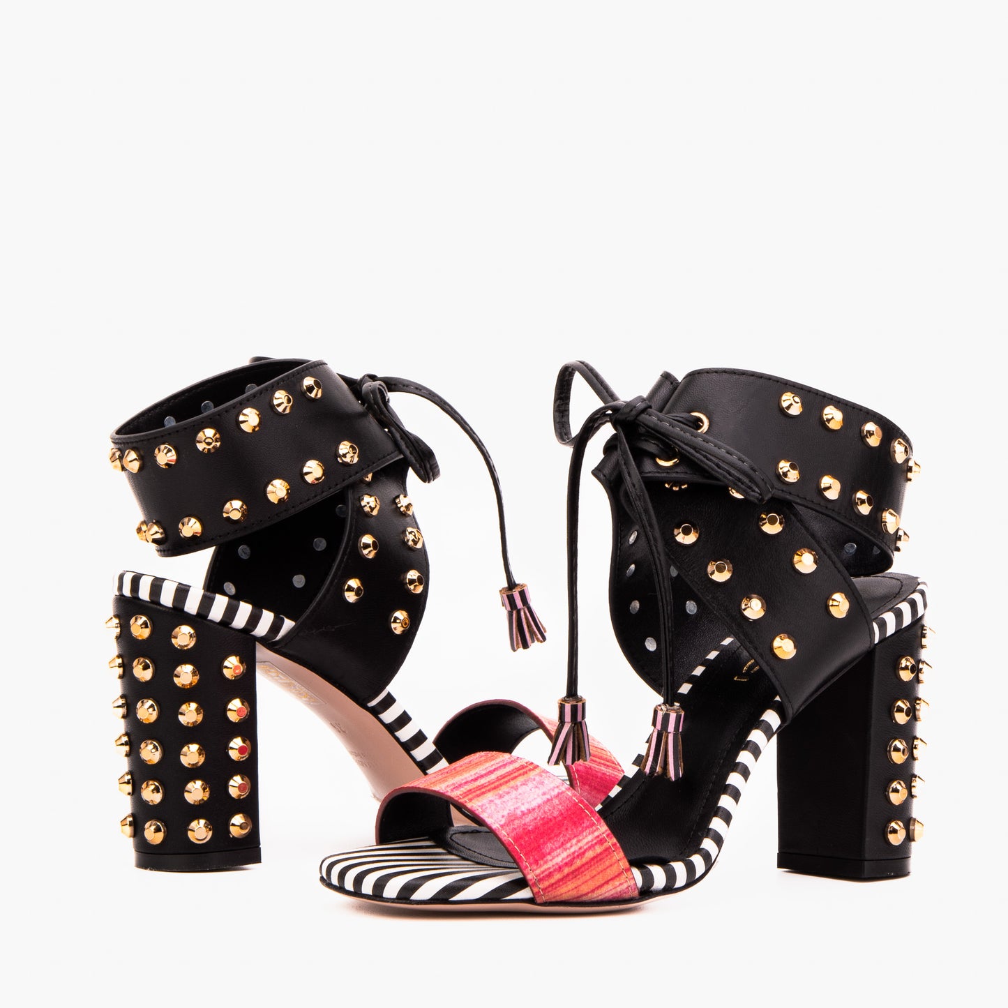 The Ravelle Noir Rose Studded Leather Women Sandal