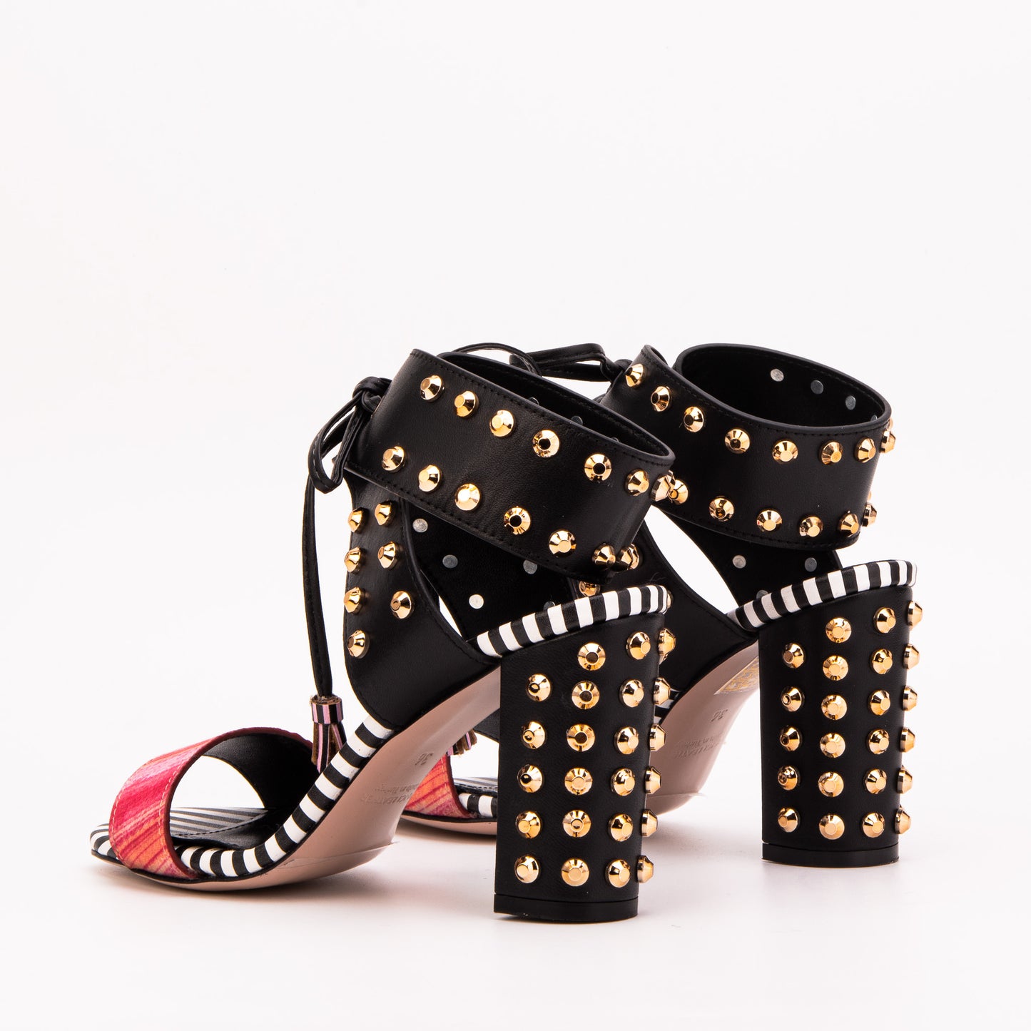 The Ravelle Noir Rose Studded Leather Women Sandal