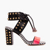 The Ravelle Noir Rose Studded Leather Women Sandal