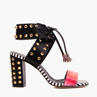 The Ravelle Noir Rose Studded Leather Women Sandal