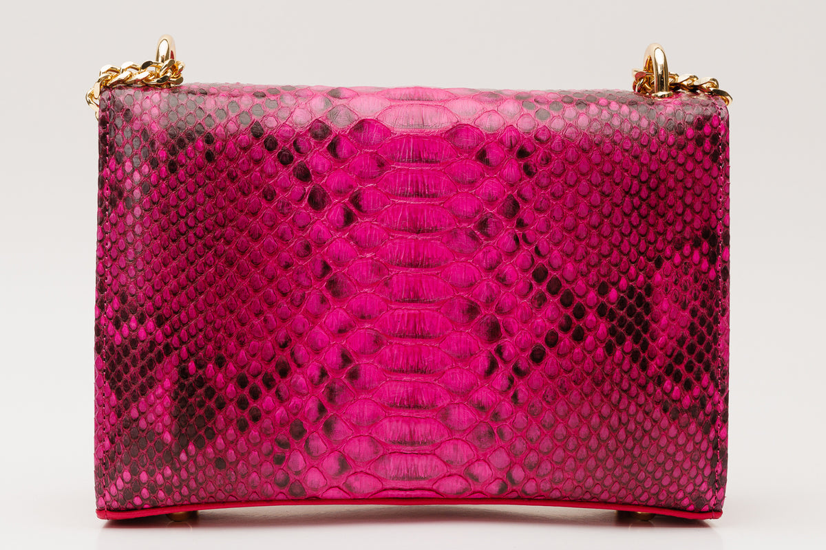 Bolso de mano de piel de pitón fucsia Toskana
