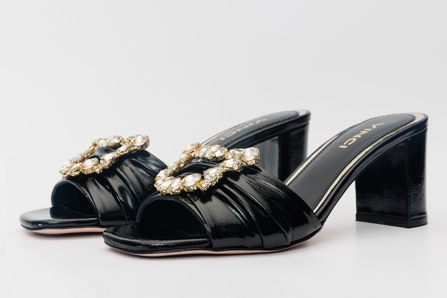 The Micro Black Leather Women Sandal