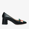 The Olney Black Leather Block Heel Pump Women Shoe