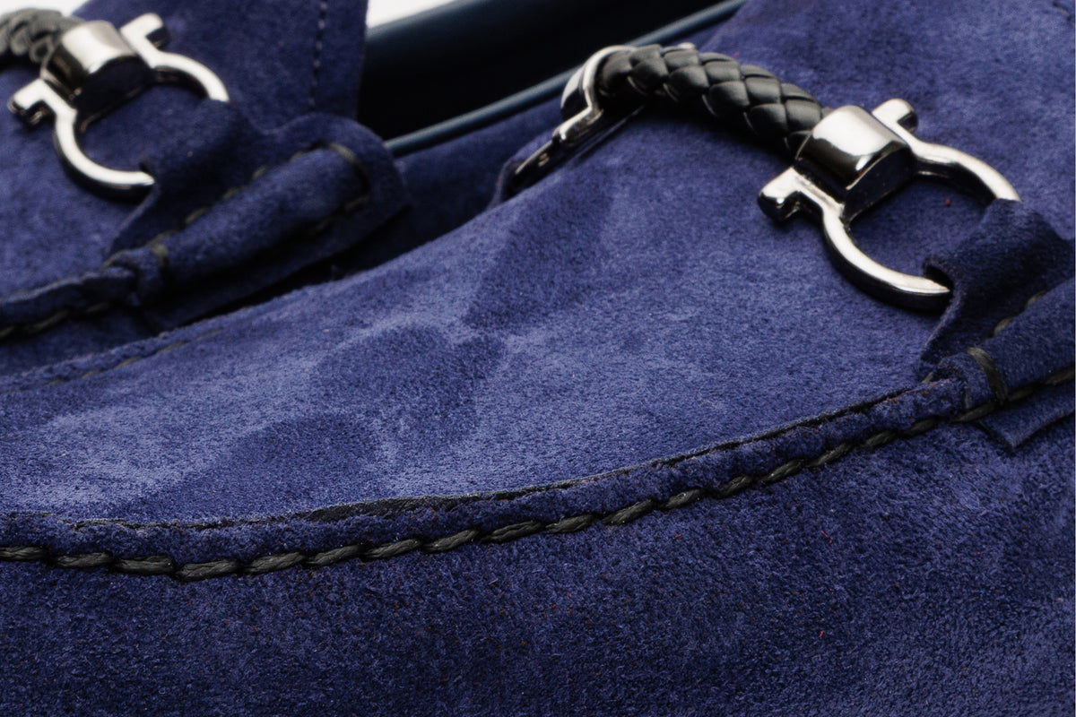 Mocasín Bit Drive de piel de ante azul marino Bari para hombre