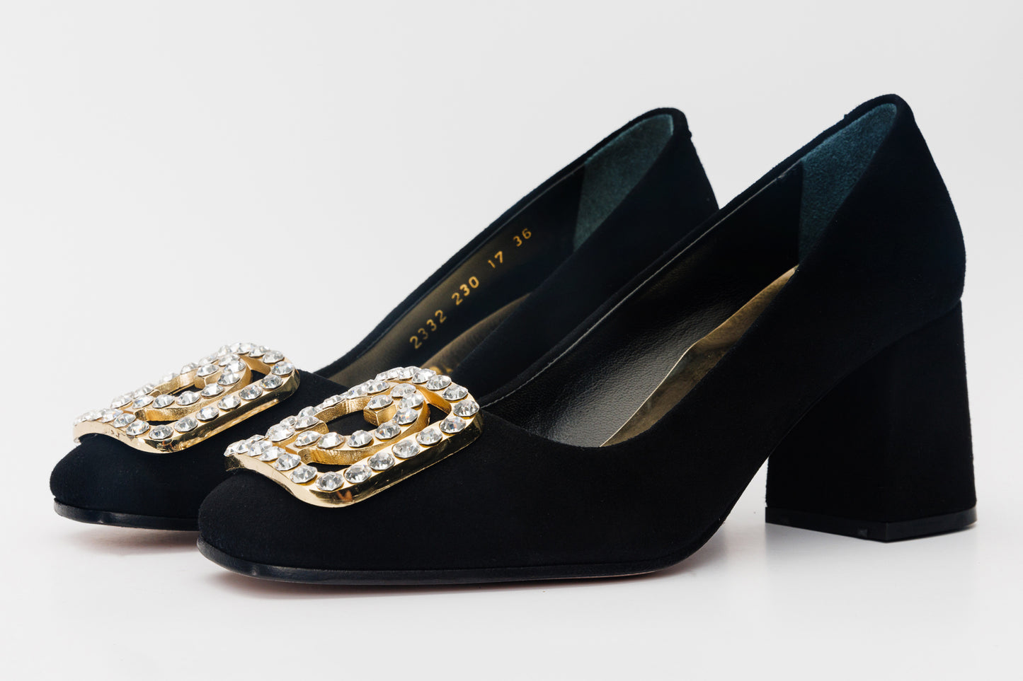 Zapatos de tacón de bloque de piel de ante negra California para mujer 