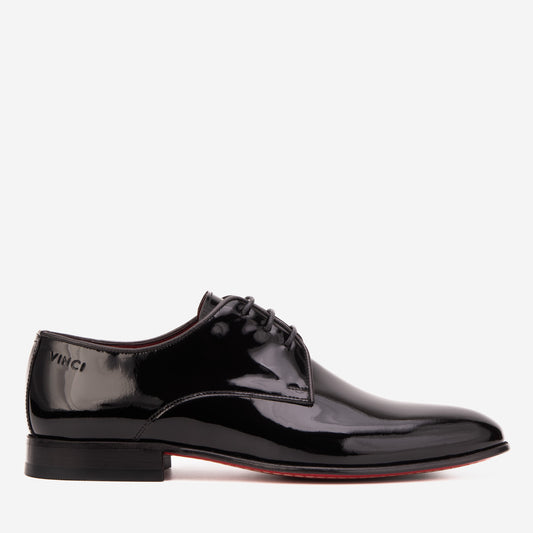 The Valdoro Black Patent Leather Men Derby Shoe