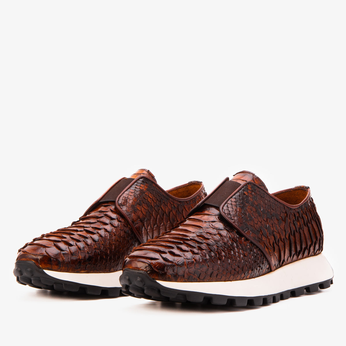 The Obsidian Tan  Python Leather Men Sneaker