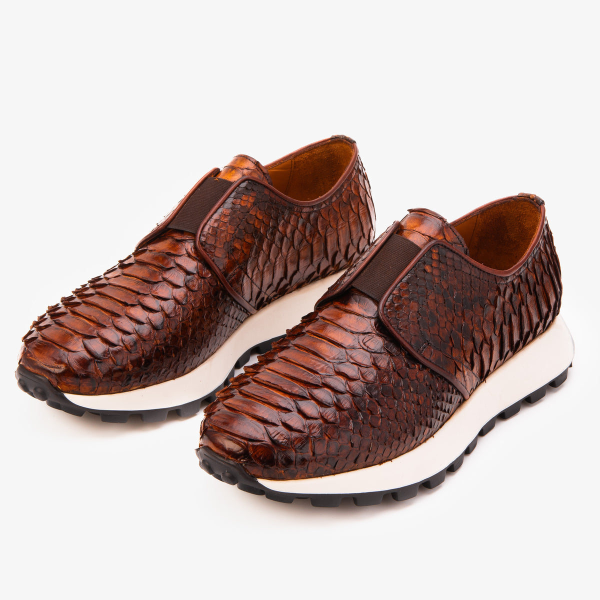 The Obsidian Tan  Python Leather Men Sneaker