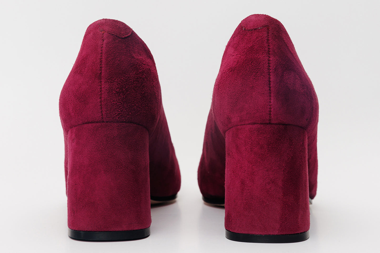 Zapatos de tacón de bloque de piel de ante burdeos de California para mujer 