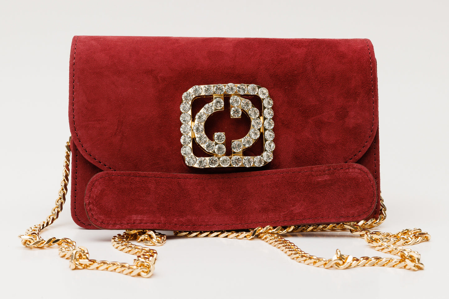 El bolso de mano de piel de ante burdeos de California