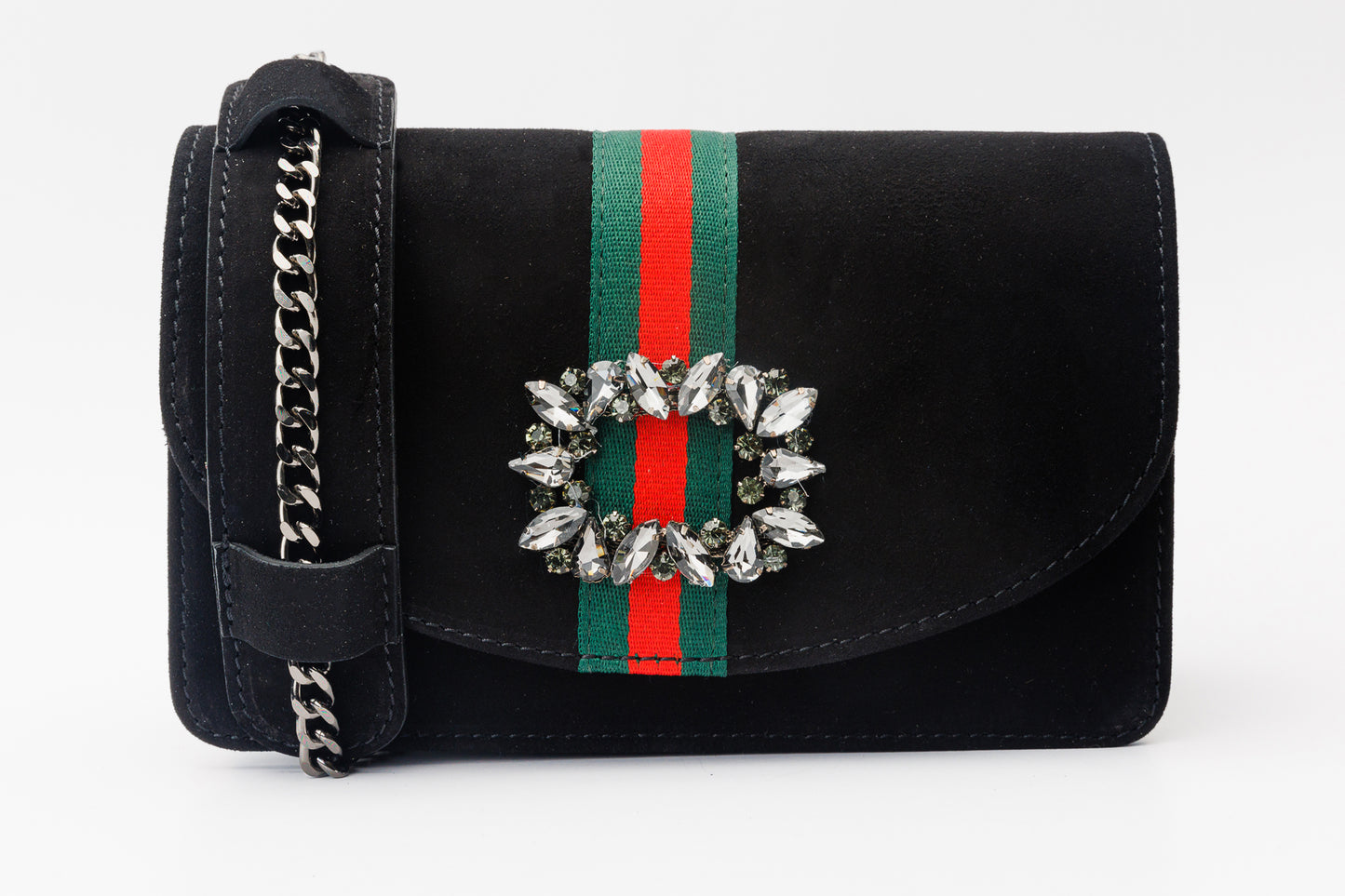 El bolso de mano Afega de piel de ante negra