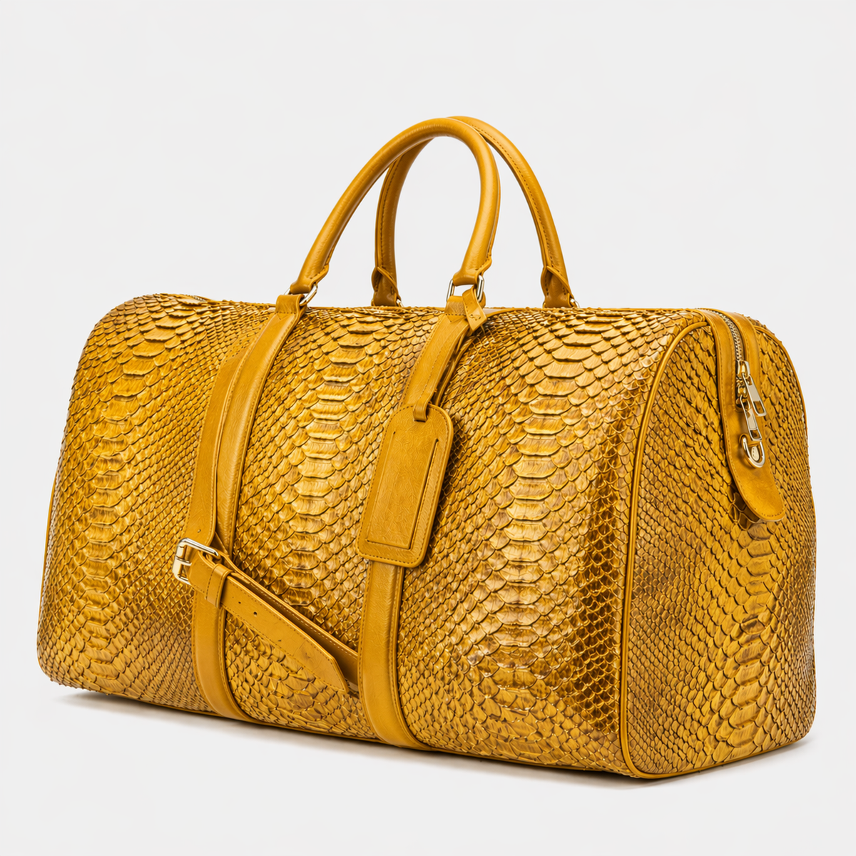 Velar Bolso Weekender de Cuero de Pitón Pintado a Mano Amarillo
