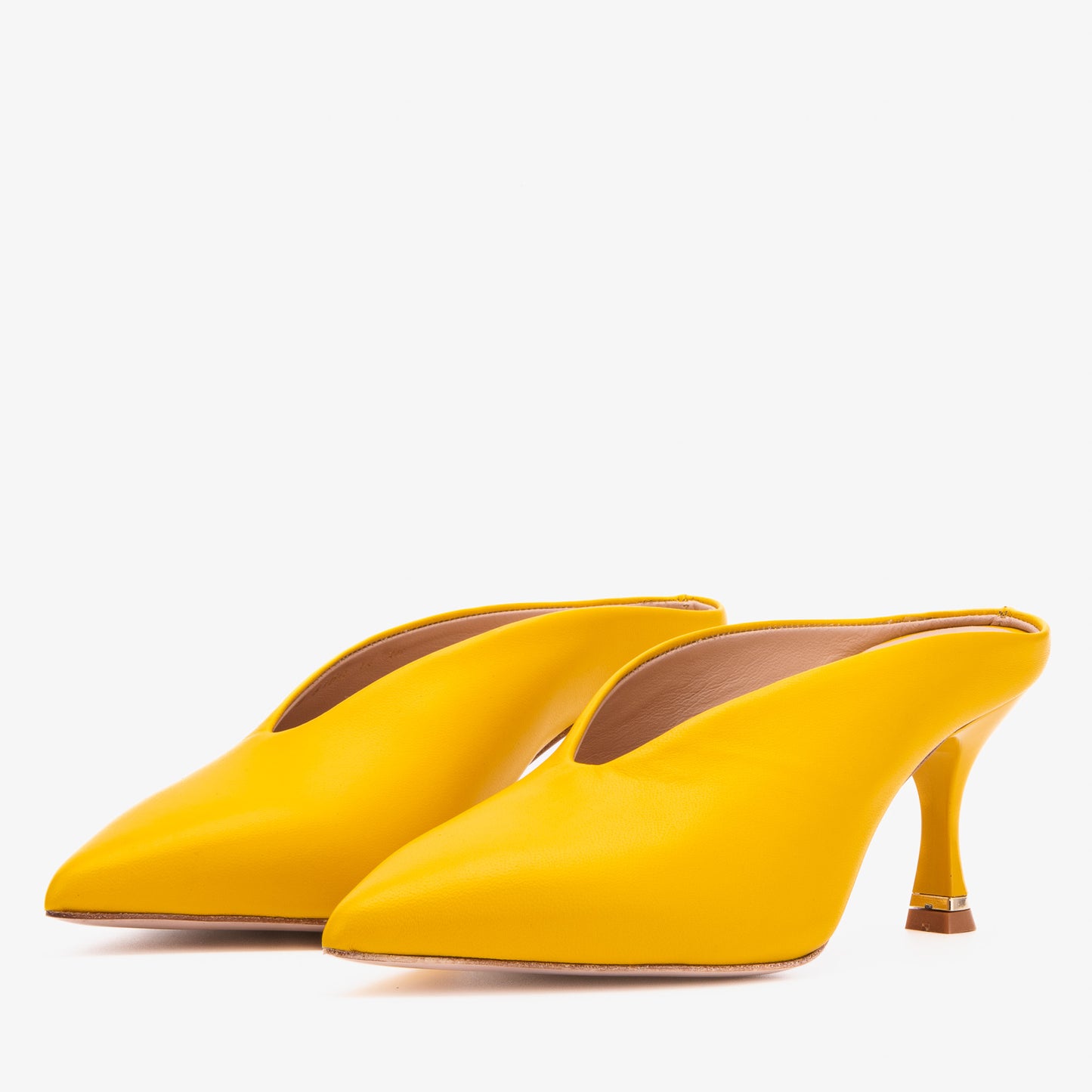 The Solara Yellow Leather Women Mule Heel