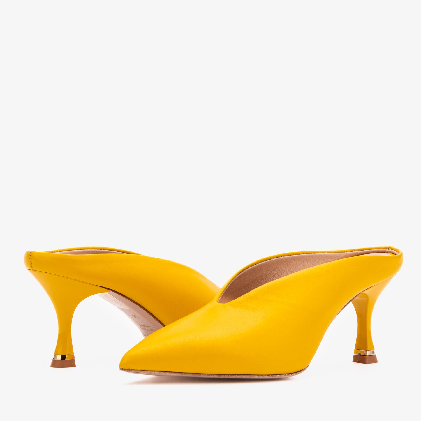 The Solara Yellow Leather Women Mule Heel