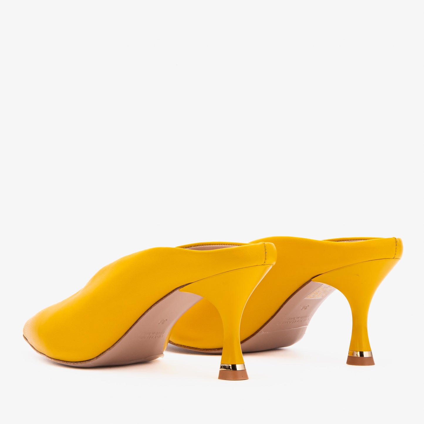 The Solara Yellow Leather Women Mule Heel