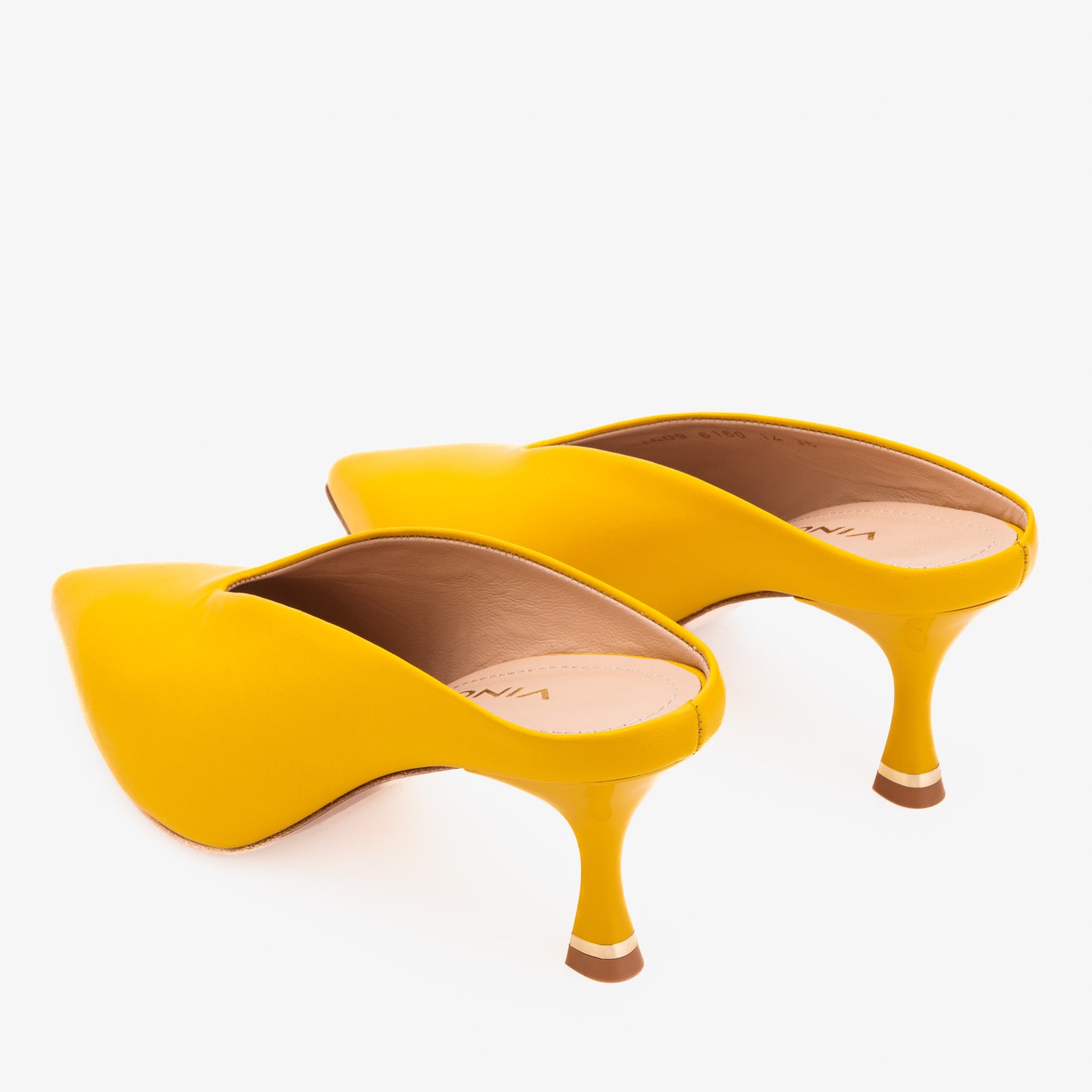 The Solara Yellow Leather Women Mule Heel