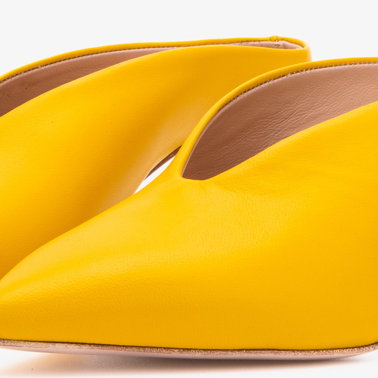 The Solara Yellow Leather Women Mule Heel