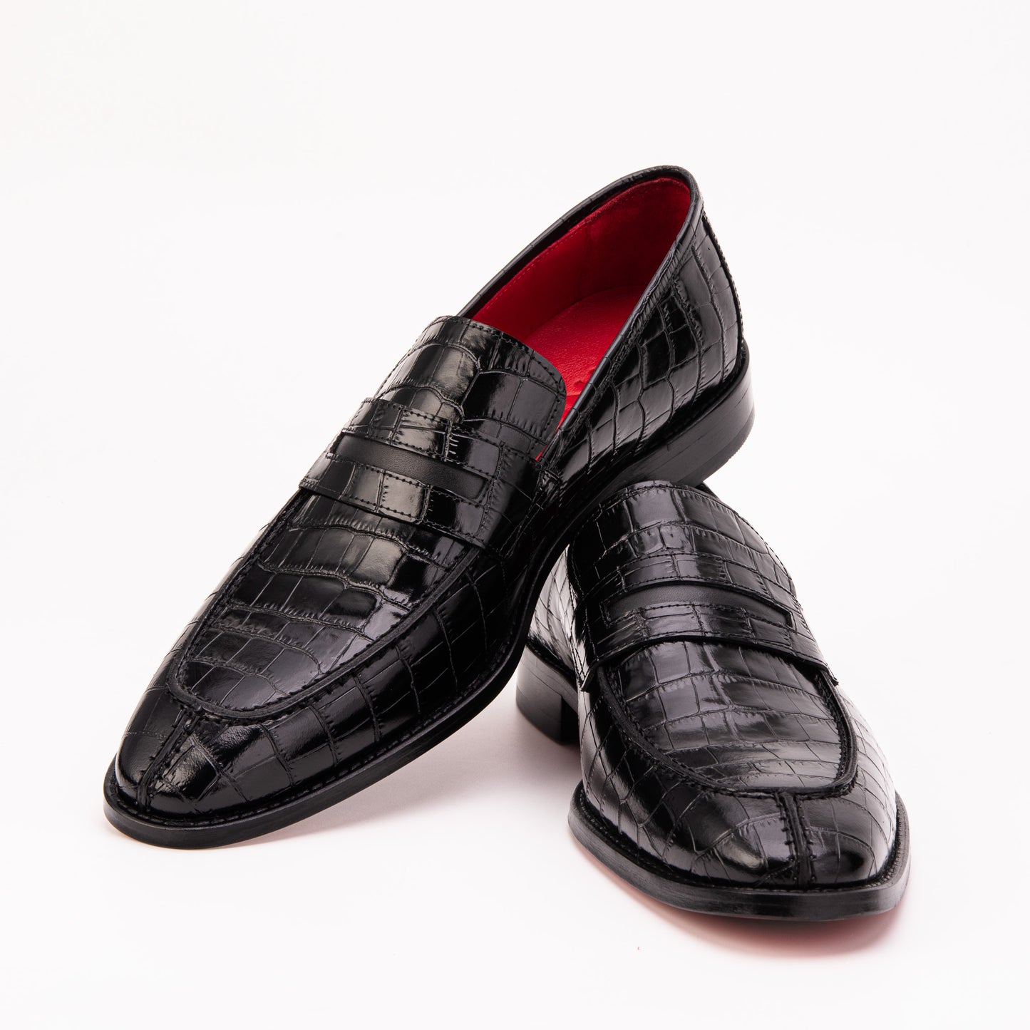 The Stradale Black Leather Men Penny Loafer