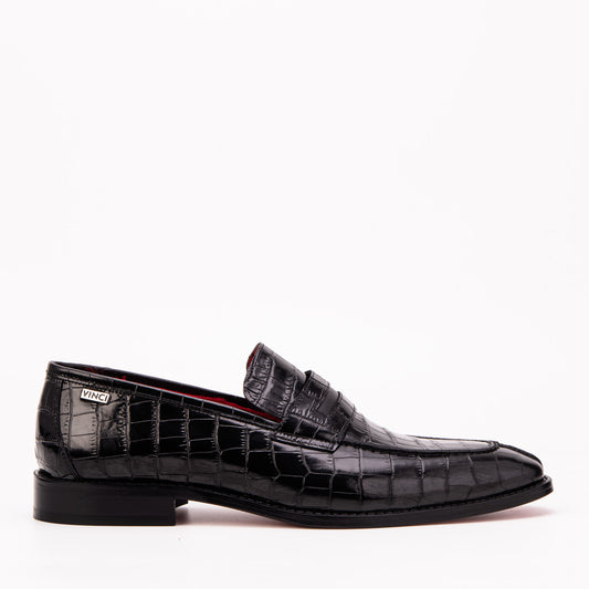 The Stradale Black Leather Men Penny Loafer