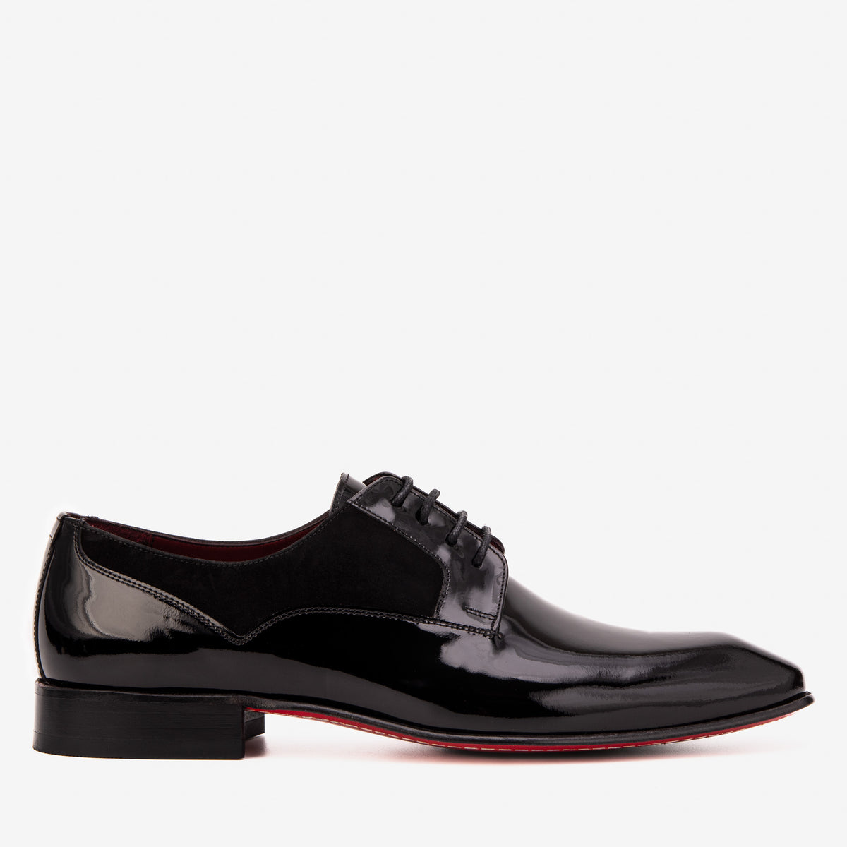 The Valtessaro Black Patent Leather & Suede Men Oxford Shoe