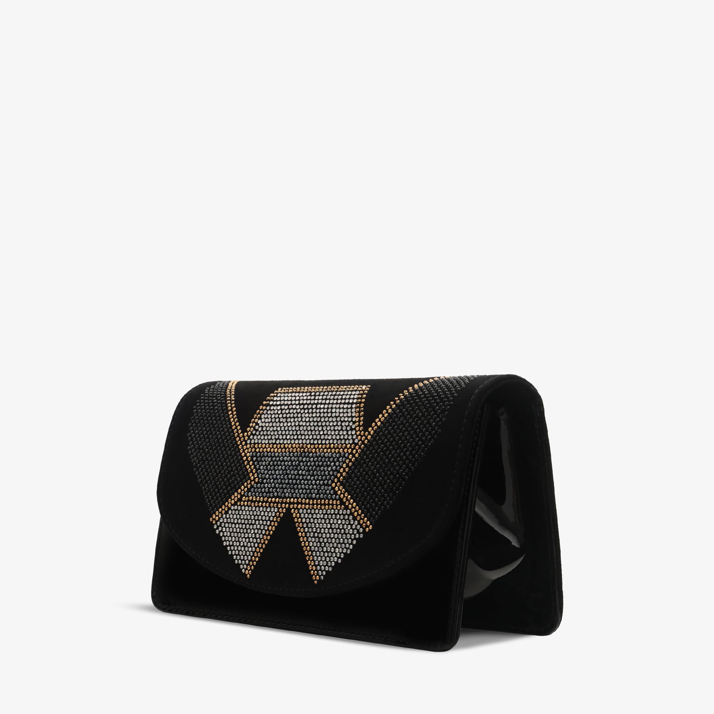 El bolso de mano de piel con purpurina negra Magnolia