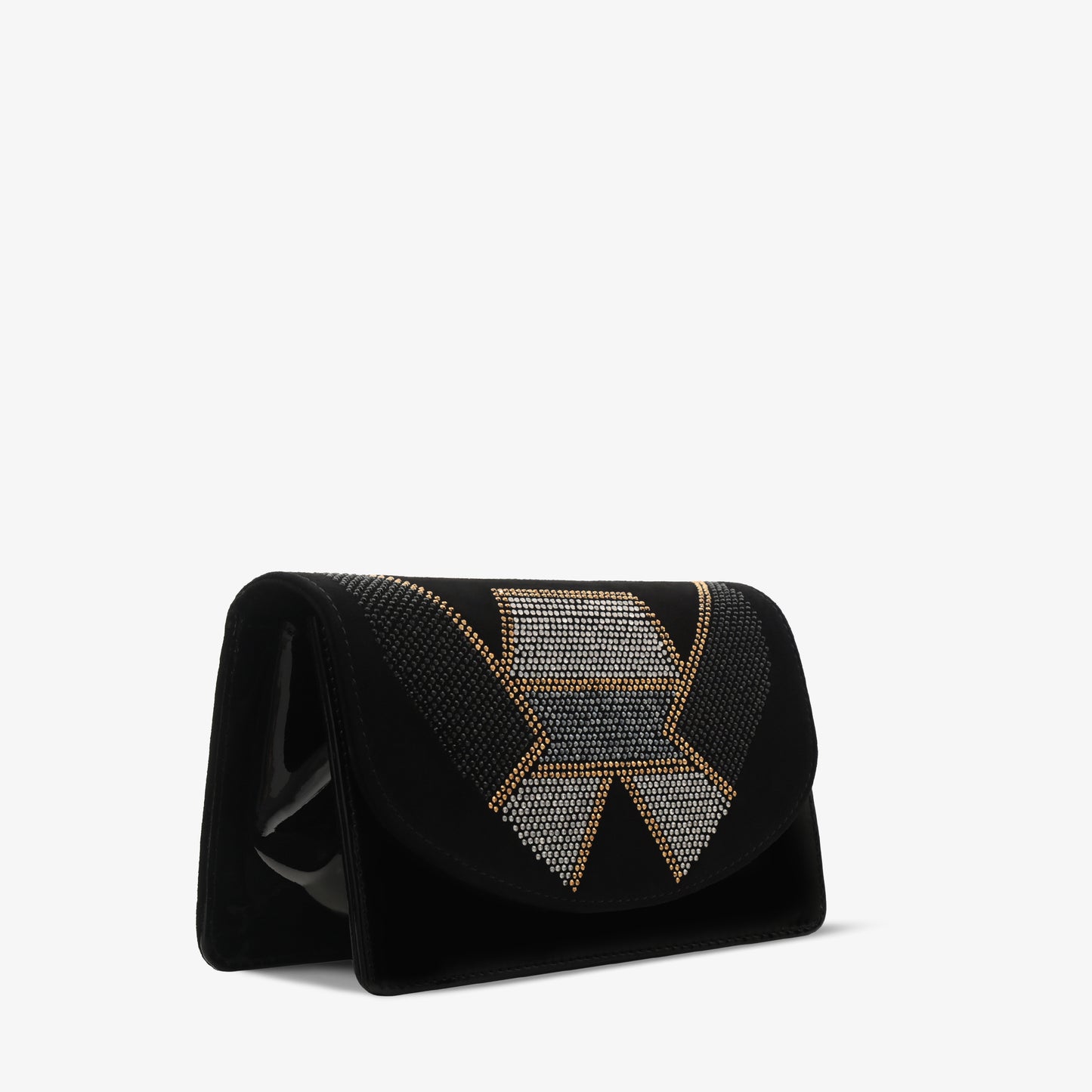 El bolso de mano de piel con purpurina negra Magnolia
