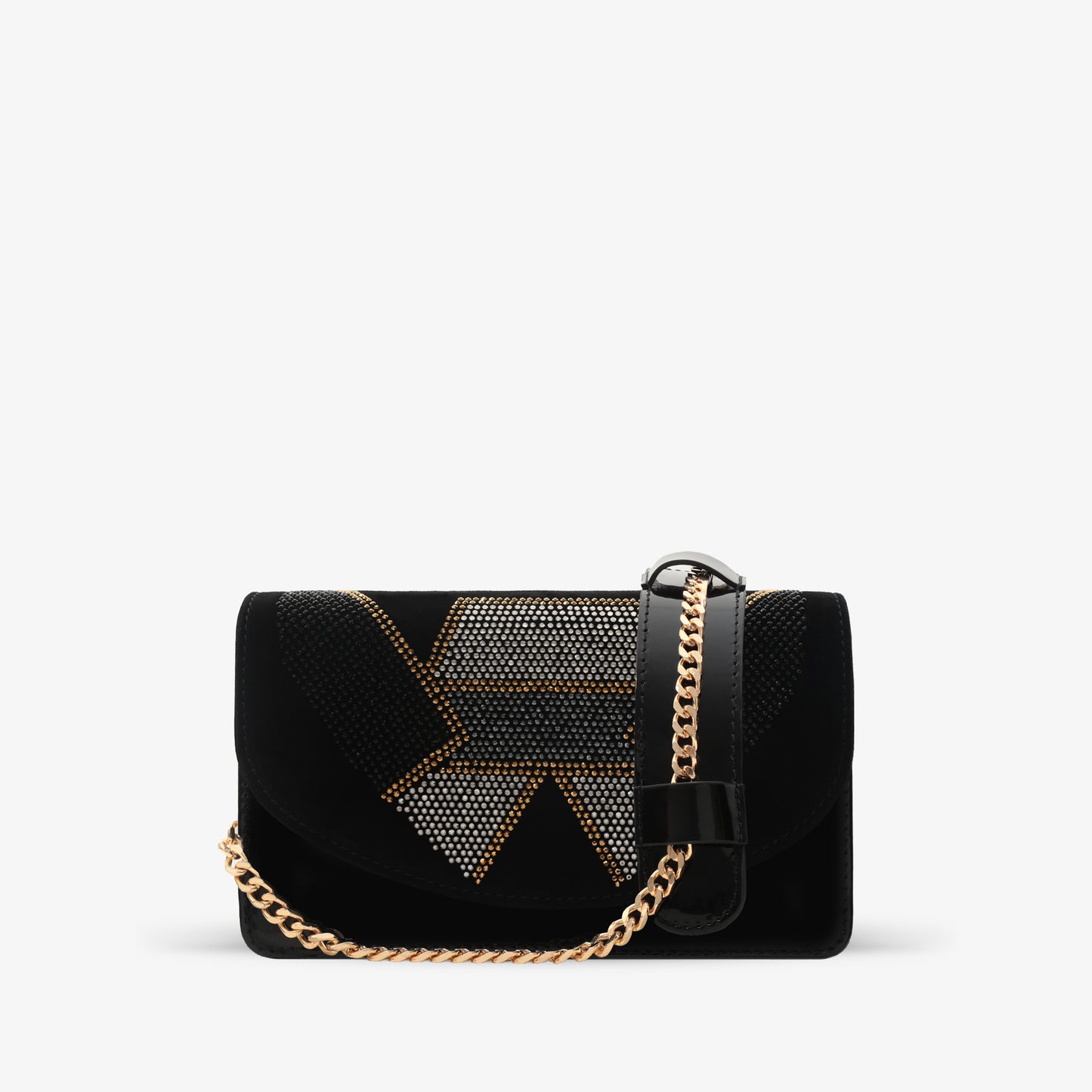 El bolso de mano de piel con purpurina negra Magnolia