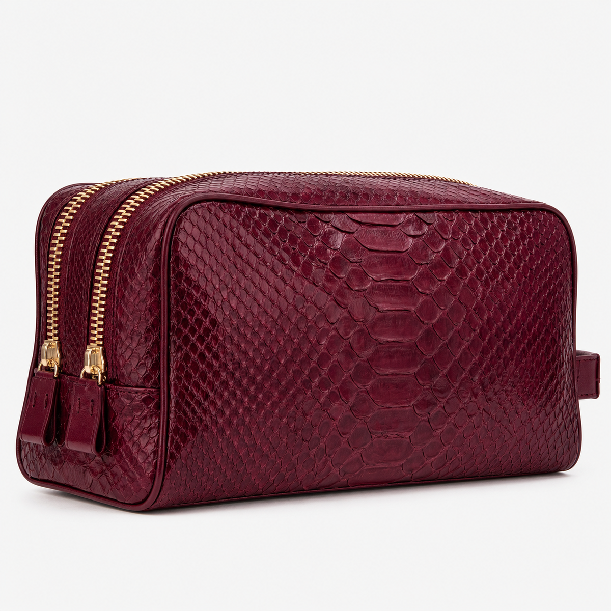 Bolso Essentials para Hombre de Cuero de Pitón Color Burdeos Belluno