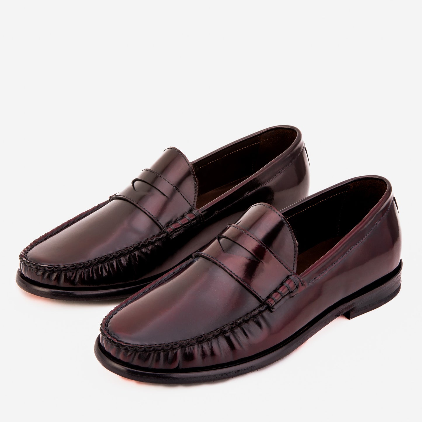 El Mocasín para Hombre Belmont en Cuero Pulido Burdeos